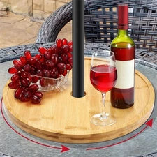 13 Inch Umbrella Table Tray Turntable Portable Lazy Susan for Patio Table wit...