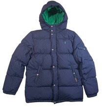 Polo Ralph Lauren Down Puffer Hooded Jacket Youth XL 18-20 Navy Blue Quilted