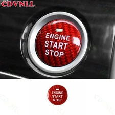 For Audi Q7 2017-2019 Red Dry Carbon Fiber One-Click Startup Switch Button Trim
