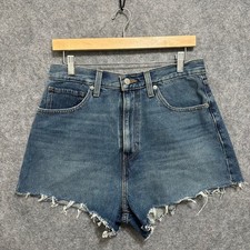 Levi's High Waisted Mom Shorts Women 30 Blue Denim Cut Off Frayed Hem Casual