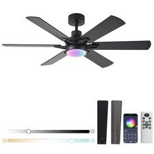 52in Ceiling Fans with Lights RGB Ceiling Fan with Light and Remote/APP Contr...