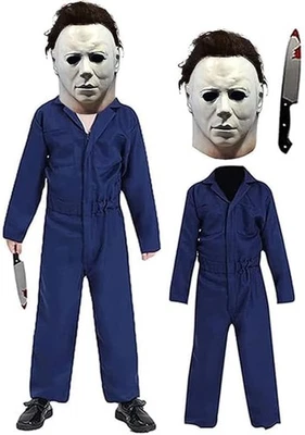 SINSEN 3PCS Michael Myers Kostüm für Kinder Michael Myers Overall Gruselige