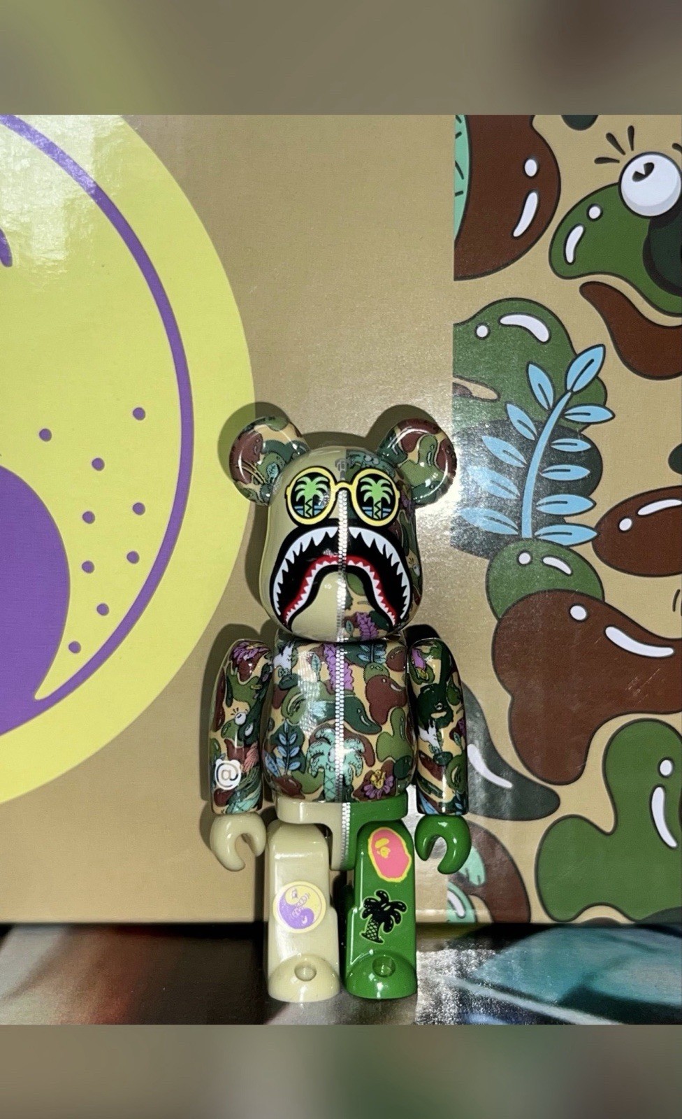 Steve Harrington Bape Shark Green Camo Bearbrick 100% Medicom Toy Be@rbrick