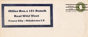 Rare 1900s Miller Bros 101 Ranch Indian Territory I.T. Envelope - Ponca City