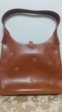 HENRY BEGUELIN Borsa a tracolla borsetta pelle marrone perline frange donna