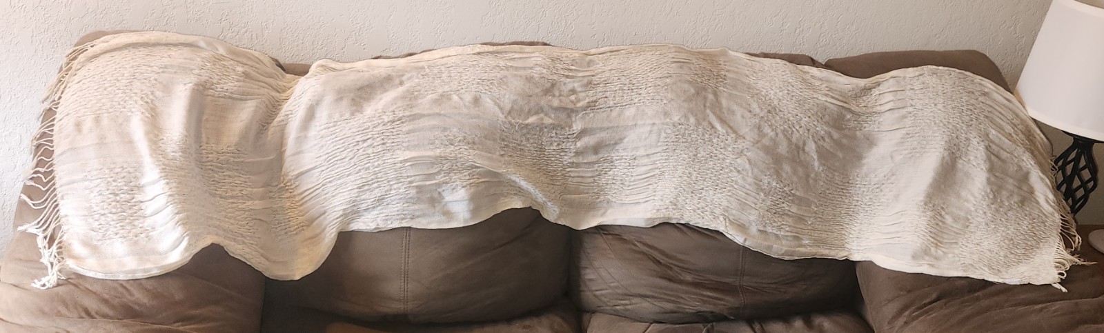 Universal Thread Crinkle Material Ruana Cream Wra… - image 3