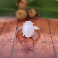 2Ct Oval Cut Natural Aqua Chalcedony Women's Proposal Ring 14K White Gold Finish