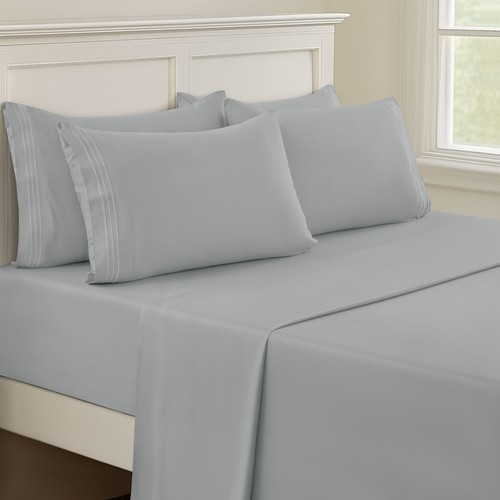1800 Series 6 Piece Bed Sheet Set Soft Deep Pocket Twin King Queen Full Sheets - Picture 3 of 220