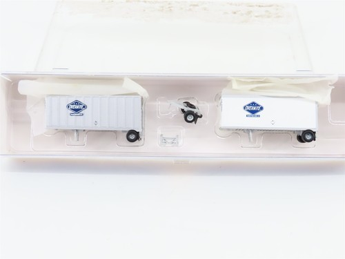 Dos remolques de cuña de 28' Athearn 10823 Overnite Transportation escala N con carretilla  | Condition: Used