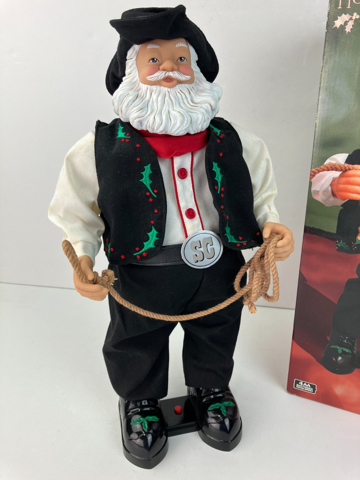 Santa Cowboy Singing Dancing 16" Animated (with Box) Works Great - See Notes