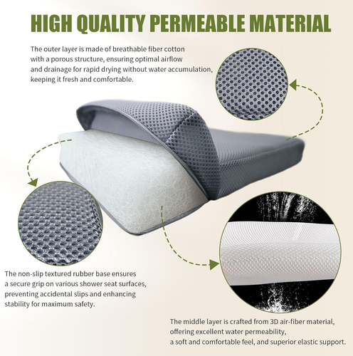 ，Shower Seat Cushion, Soft Chair Pad for Elderly Bathing，Easy to Clean & Quick D - Picture 3 of 12