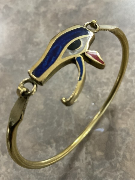 Alternate view of Egyptian Bracelet Handmade Gold Plated Eye Horus Diameter 2.5”