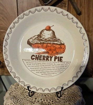 Vintage Cherry Pie Plate with Cherry Pie Recipe 