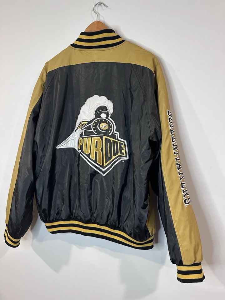 Vintage Steve & Barrys Purdue Boilermaker Varsity Bomber Zip Jacket Mens Size L - Image 4 of 4