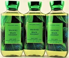 QTY 3 - Bath & Body Works WAIKIKI BEACH COCONUT  Body Wash Shower Gel 10oz