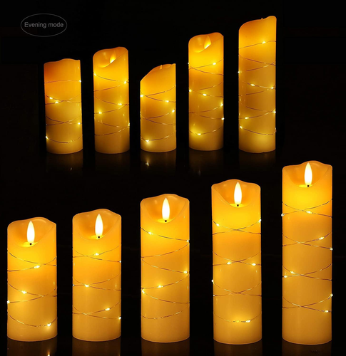 Flameless Candle with Embedded String Lights 5 Piece LED Candles with 10-Key Rem - Picture 4 of 12