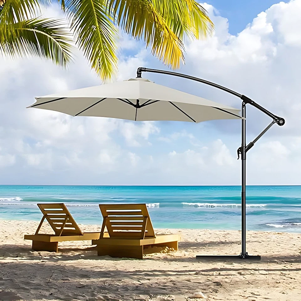 Garden Beach Umbrella 3m UV Protection Cantilever Parasol Outdoor Patio Shade DE - Bild 3 von 4