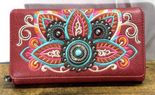 Montana West Embroidered Tribal Mandala Collection Wallet Red