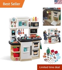 Durable 33-Piece Kids Kitchen Playset with Realistic Sounds, Compact Design
