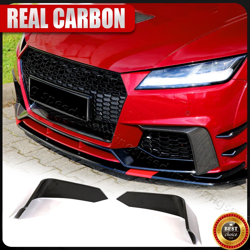 REAL CARBON Front Bumper Vent Fins Canard Splitter For Audi TT RS