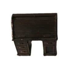 MINIATURE DOLLHOUSE METAL ROLL TOP DESK FURNITURE 2.25"T DURHAM INDUSTRIES 1976