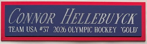 CONNOR HELLEBUYCK TEAM USA 2026 NAMEPLATE FOR AUTOGRAPHED Signed HOCKEY JERSEY