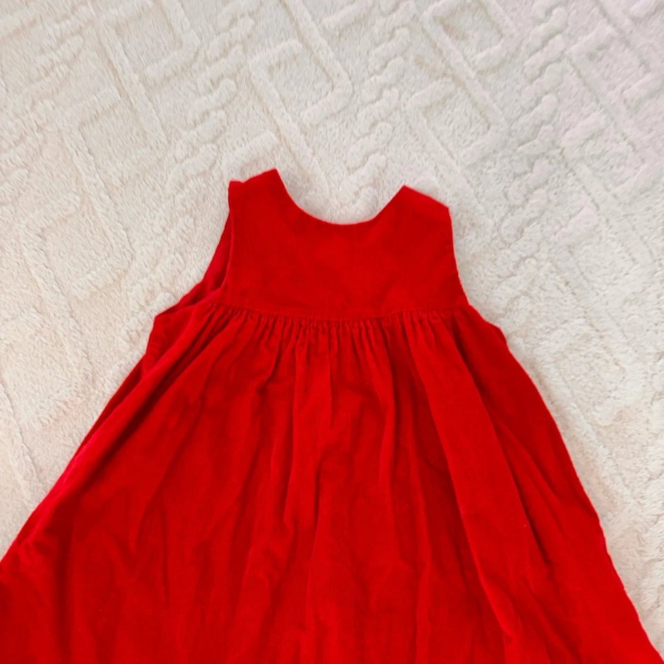 Vestido Rojo Navidad Pana Mujer Talla 5 Años Niñas Con Parche Trabajo Vacaciones Foto 3 de 4