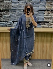 Indian Pakistani Ethnic Kurti Pant Dupatta Set Women Designer Salwar Suit Dress