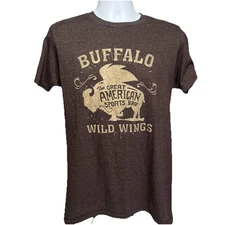 Buffalo Wild Wings Short Sleeve Shirt Brown Size Medium Old Design
