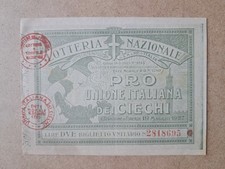 Biglietto Lotteria Nazionale pro Unione Italiana Ciechi -  1927 verde Fiat