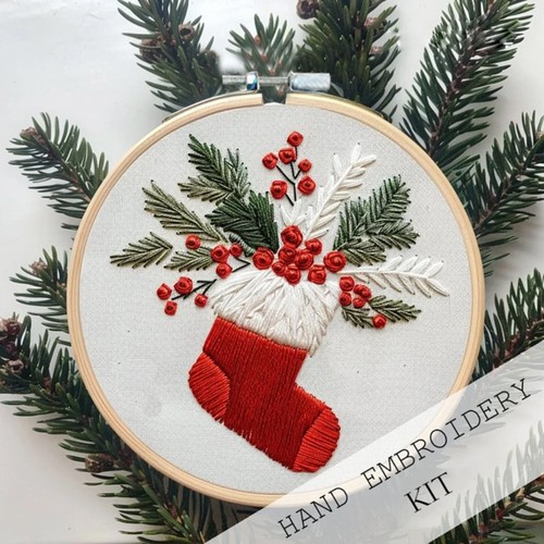 Handmade Christmas Embroidery Kit Craft Needlepoint Kit Embroidery Beginners - Picture 15 of 18