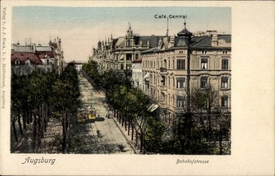Postcard Augsburg in Swabia, Bahnhofstraße, cafe central - 11236526
