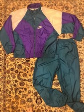 Vintage Nike Tracksuit Set 90s Y2K Nylon Purple Green Colorblock Excellent