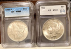 1921 D Morgan & 1922 P Peace $1 Silver Dollar both ICG MS65 graded in 2026 — photo 1
