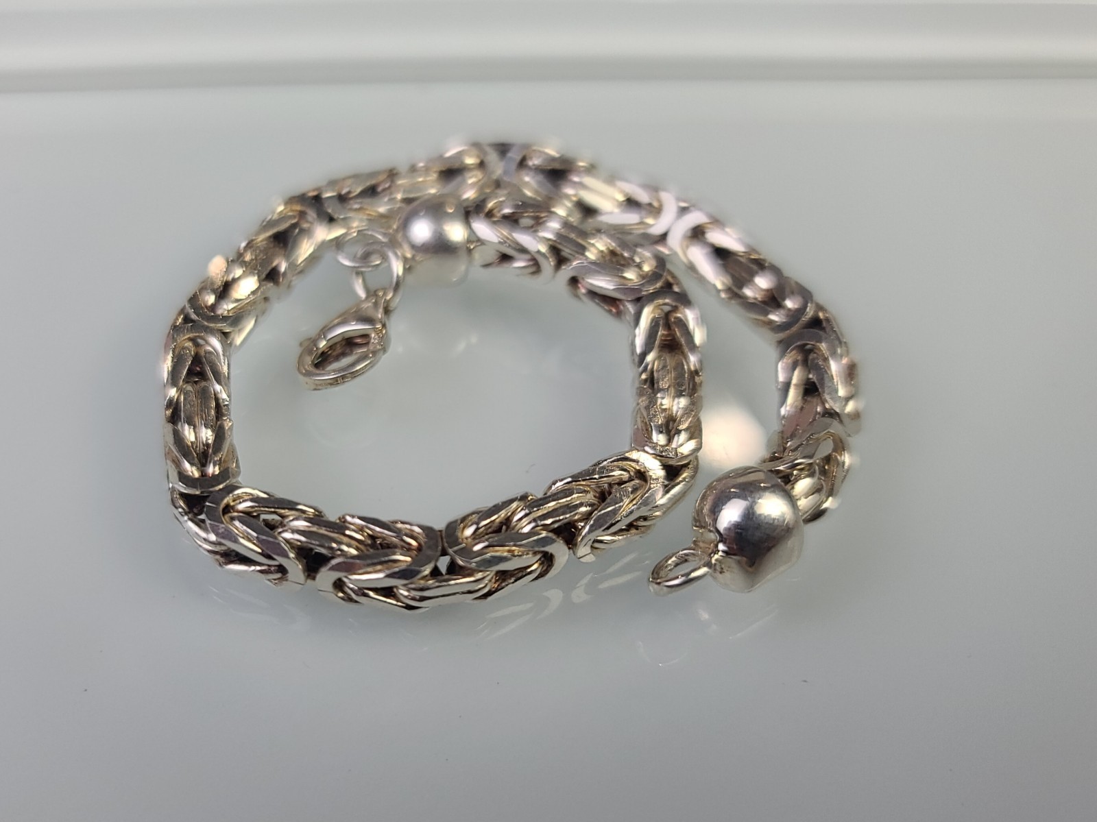 Sterling 925 Solid Silver Byzantine Chain 5mm Bra… - image 17