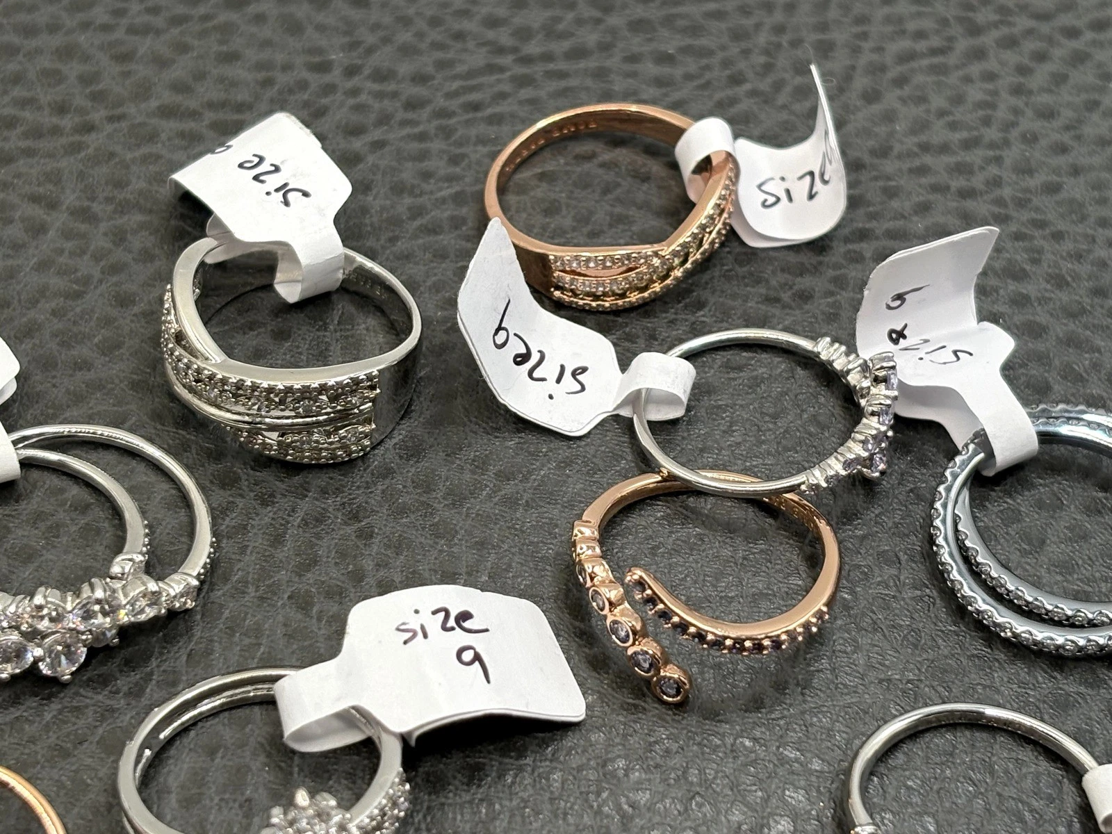 Lot Of Bomb Party Rings Cocktail Statement Crystal Silver / Rose / Gold Tone - product detail image 10