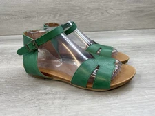 Miz Mooz Annalise Green 8.5 Leather Strappy Sandals Women’s Comfort Shoes