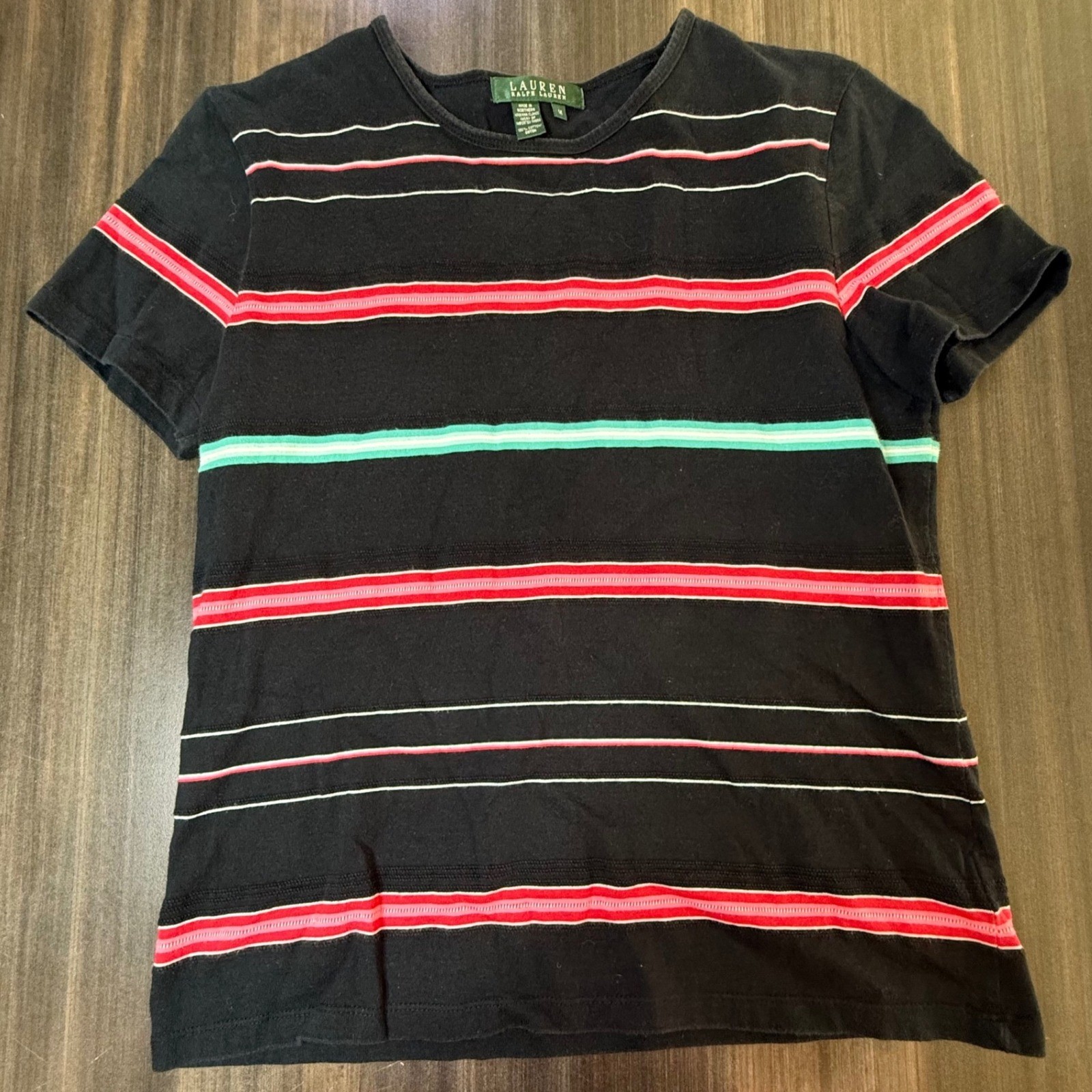 Lauren Ralph Lauren Striped T-Shirt Cotton Short Sleeve Top Tee Size M