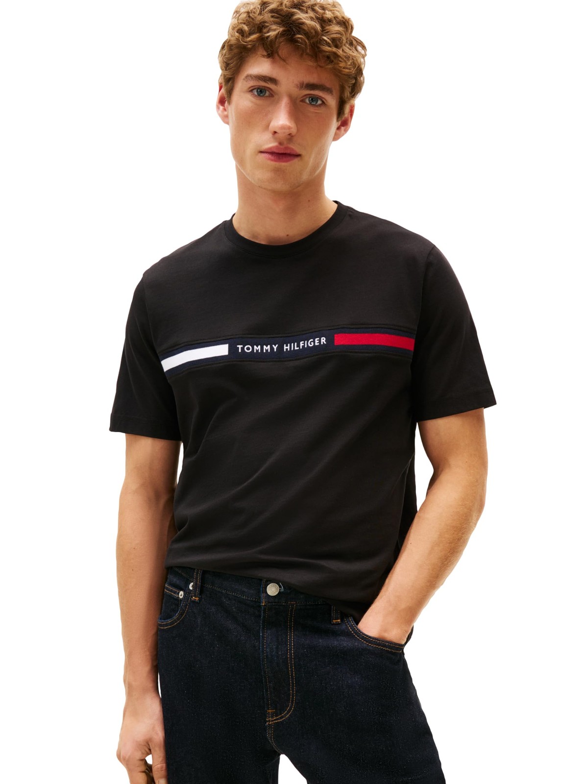 Tommy Hilfiger Mens Big - Tall Chest Insert Short Sleeve T-Shirt - Black-3XLT 4690₽
