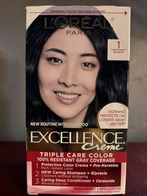 Loreal Paris Excellence Creme Hair Color #1 BLACK 1 Pack