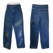 Vintage 90s Y2k Baggy Carpenter Patches Patched Jeans Size 4/27