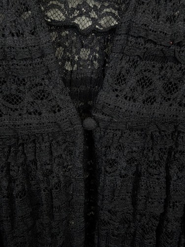 Torrid 4 Black Mesh Lace Ruffle Sleeve Long Duster Cardigan Maxi Kimono US 4X - Picture 12 of 14