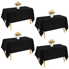 4 Pack Rectangle Tablecloth 60x102 Inch Black Table Cloth for 6 Foot Rectangle