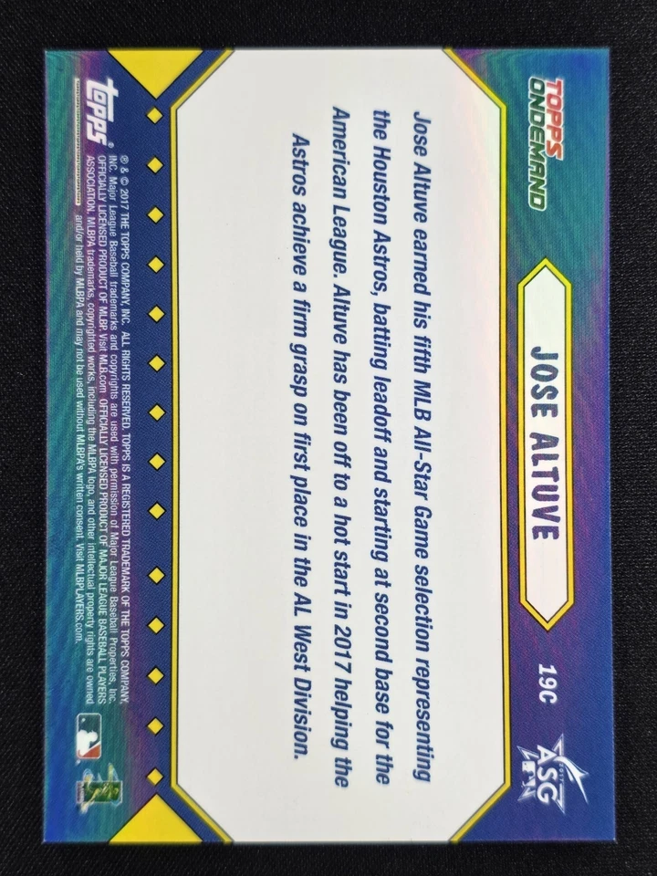 Jose Altuve 2017 Topps On Demand All Star Game Red 03/10 #19C ASTROS - Image 2 of 2