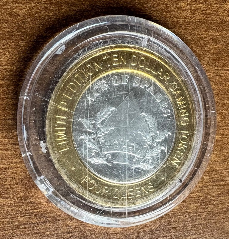 Four Queens Limited Edition Clad Silver Strike $10 Gaming Token Ace Of Spades