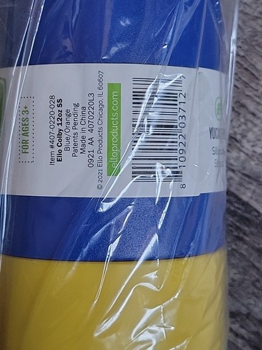 NUEVO Botella de agua aislada de acero inoxidable Ello Kids Colby 12 oz con pajita, azul - Imagen 3 de 5