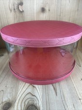 Vintage 1960s Hat Box Red Vinyl With Clear Plastic Sides 8.5 X 16  