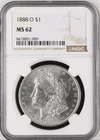 1888-O Morgan Silver Dollar $1 - NGC MS62 - New Orleans