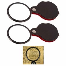 2 Pc 5X Folding Pocket Magnifier Loupe Glass Lens Reader Magnifying 2" Reading