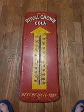 Vintage Drink Royal Crown Cola Best by Taste-Test Metal Wall Thermometer 25.5×10